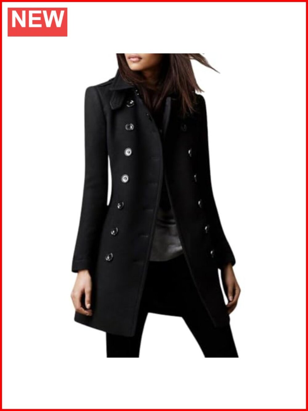Double Breasted Wool Blend Pea Coat